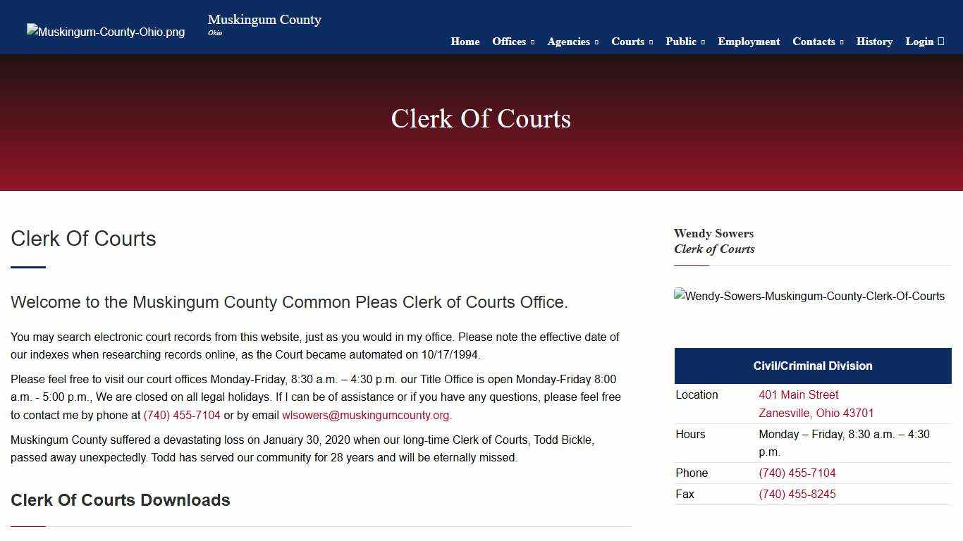 Muskingum County Clerk Of Courts - Common Pleas Court
